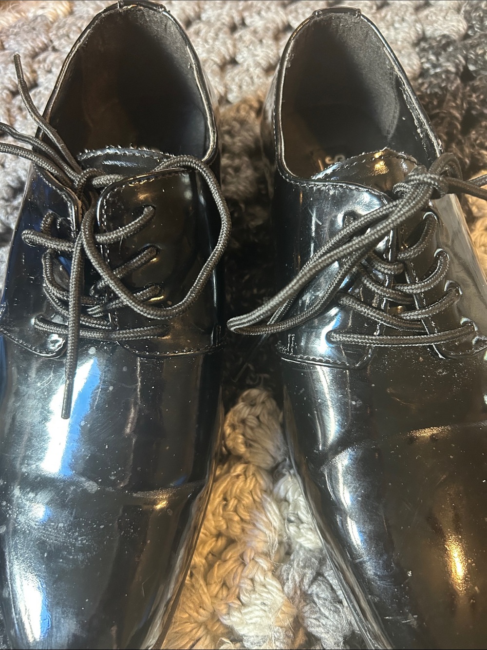 Stacy Adams Black Patent Leather Lace-Up Oxfords